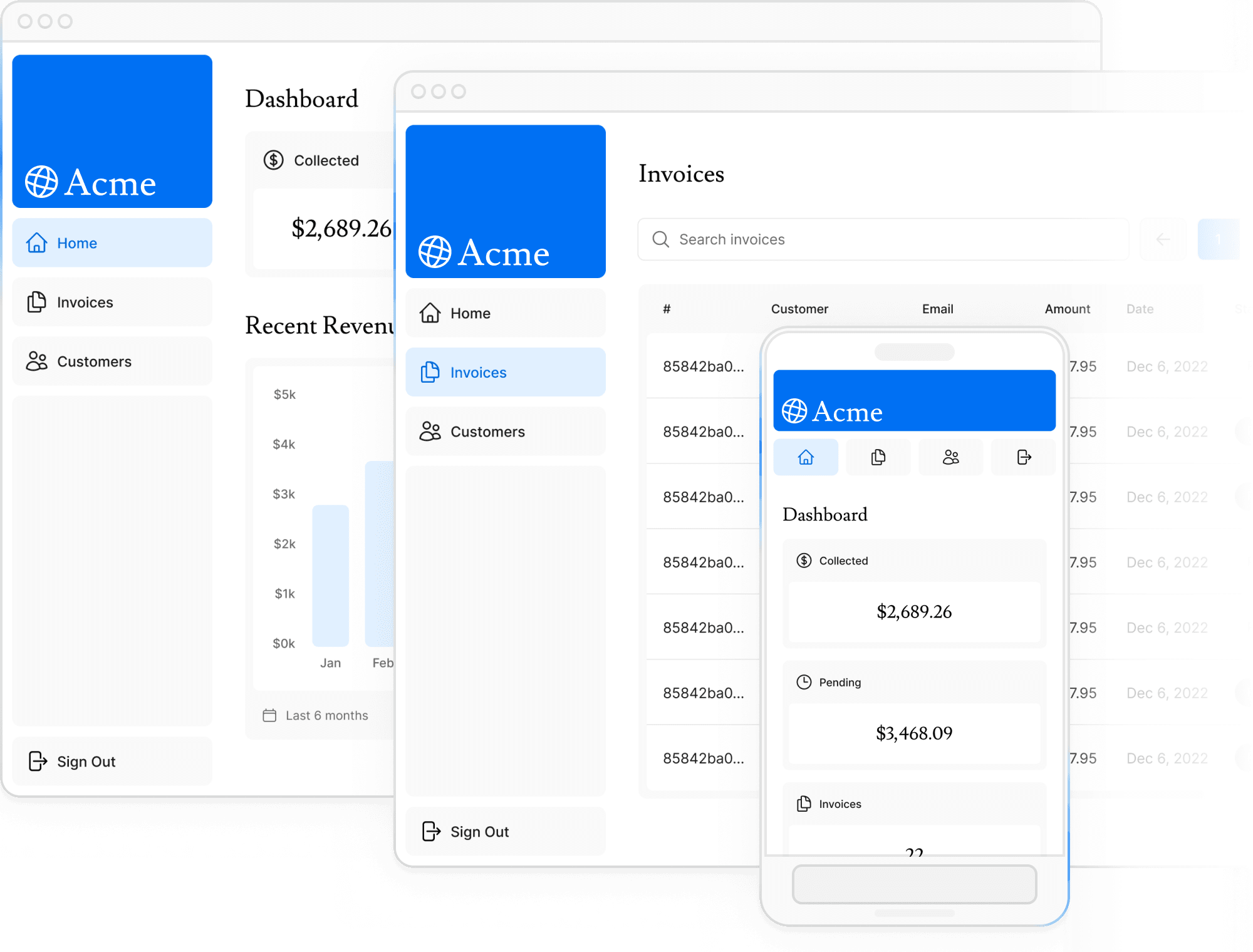 Screenshot of dashboard project showing desktop and mobile versions